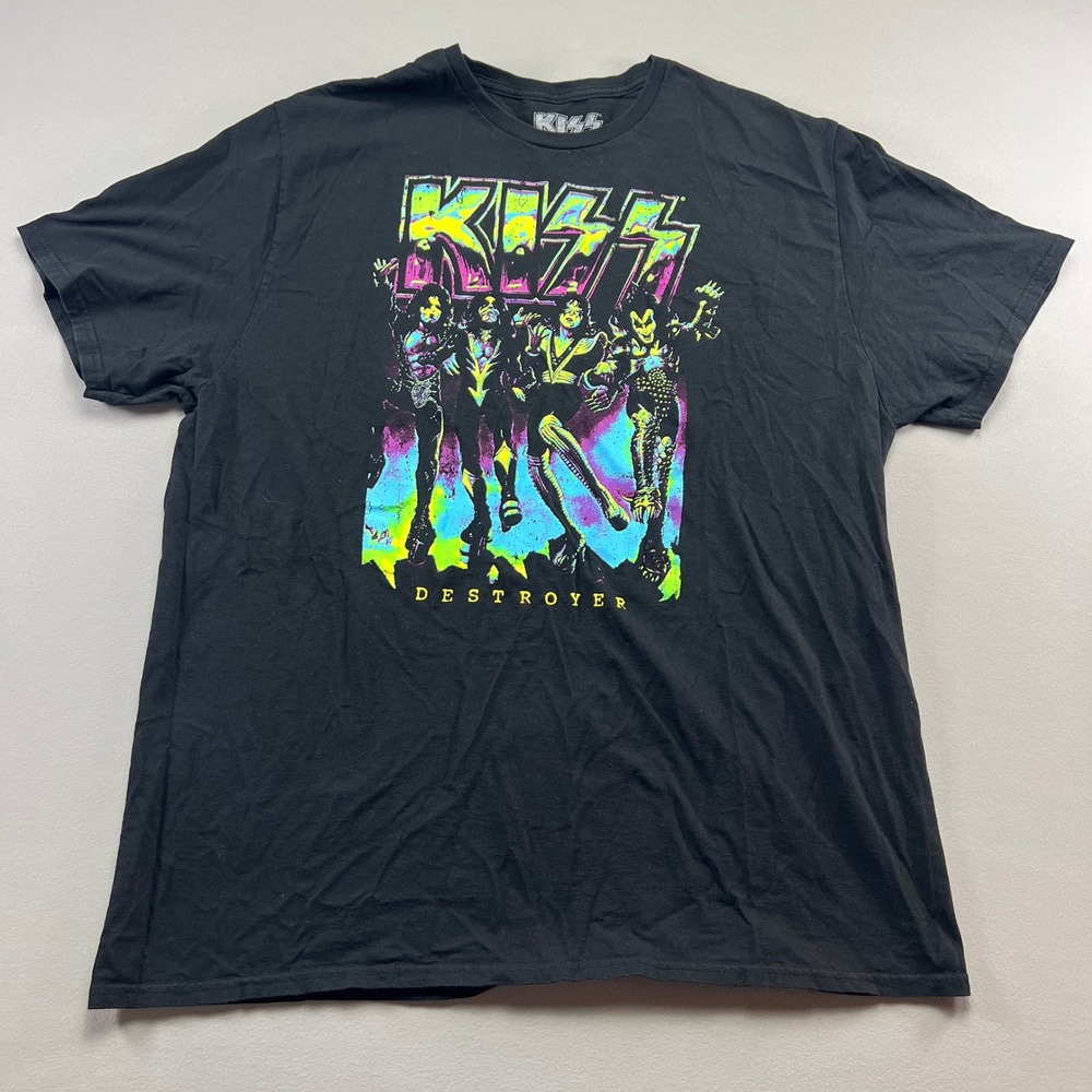 Kiss Destroyer Band T Shirt Womens 2XL Black Graphic Print Crew Neck Street Wear